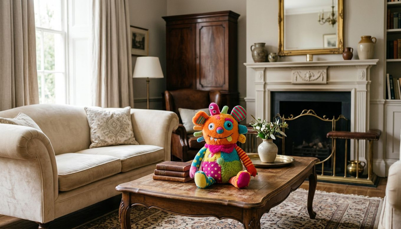 Accessoires insolites : comment une peluche détourne la décoration classique